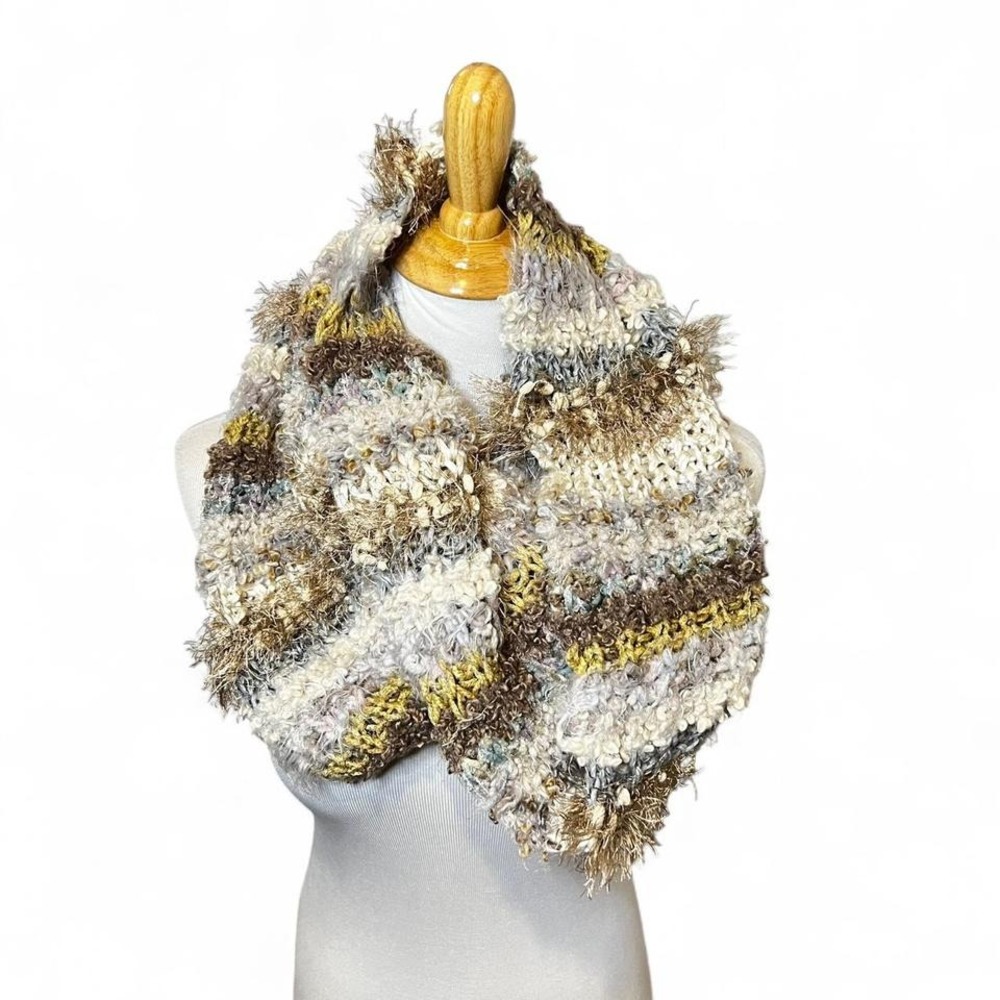 Steve Madden Textured Knit Loop Infinity Scarf Multicolored Neutral